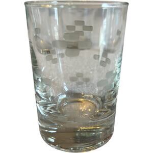 Vintage Small Tumbler Etched Rectangle Pattern Barware Glass